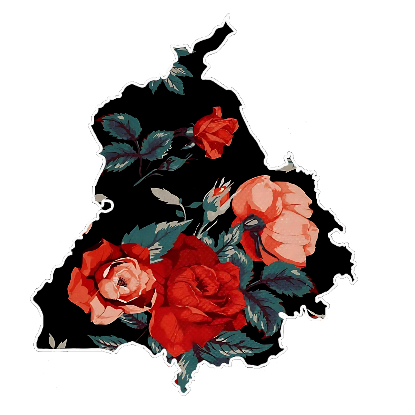 Punjab Map with Flowers Sticker